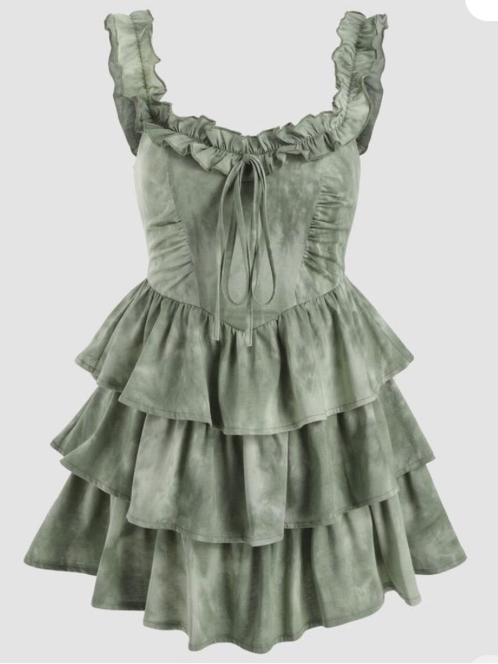 Sage Green Ruffled Tiered Mini Dress
